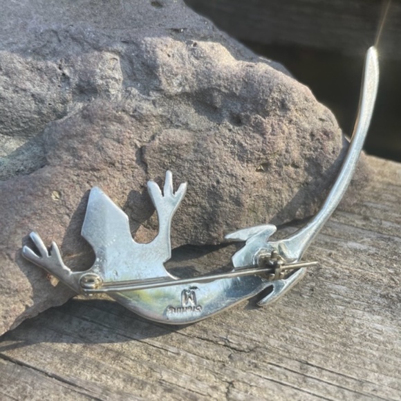 Signed Zuni Blue Fire Opal, Turquoise and Onyx Inlay Native American Liz… - Picture 9 of 10